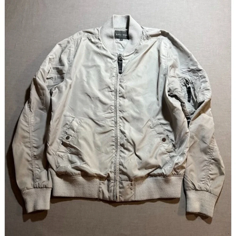 Slate & Stone Jacket Adult Large Full Zip Gray Pocketed Windbreaker Coat Mens.